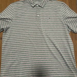 Vineyard Vines Green and White Striped Polo